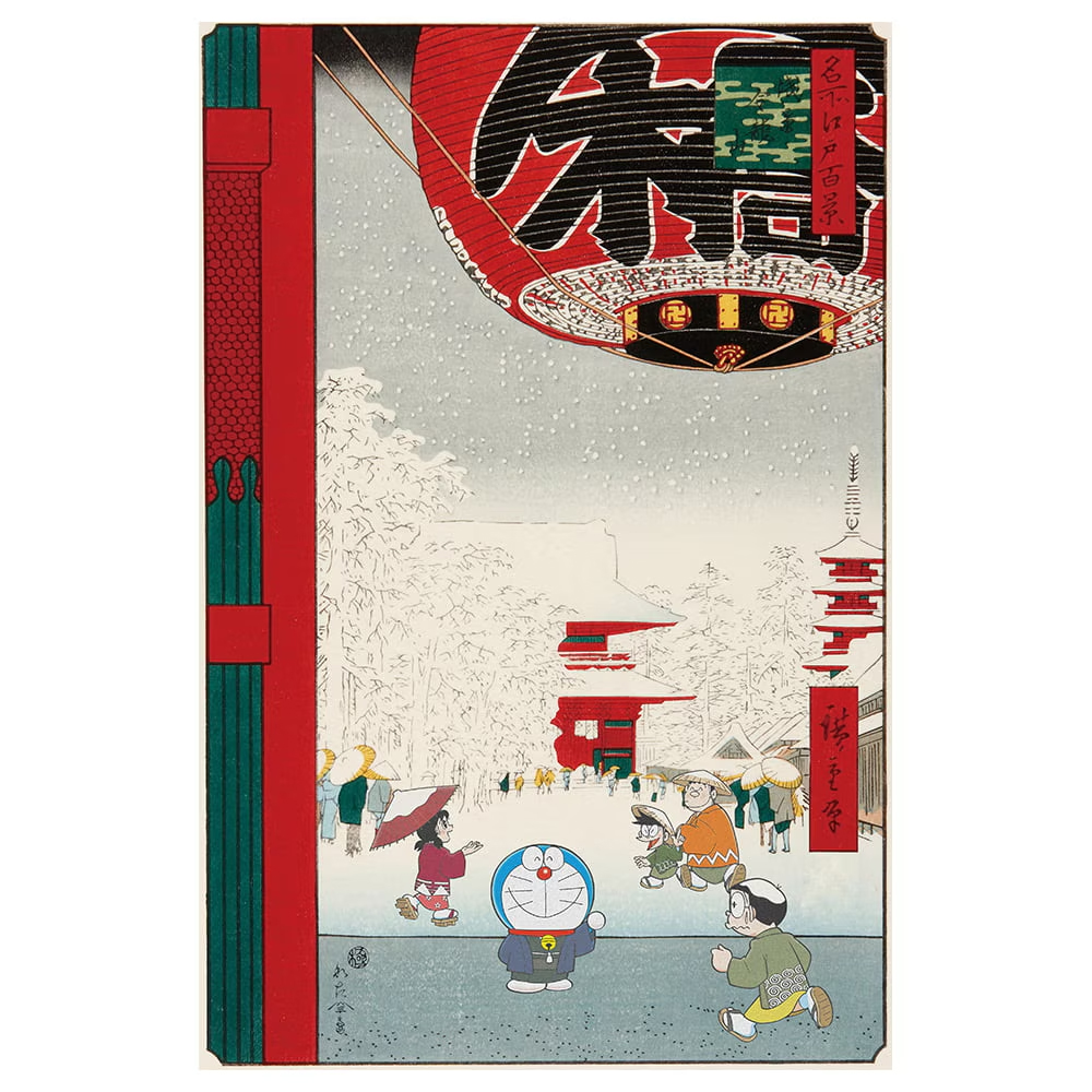木版画『とうりゅうもん』 ドラえもん浮世絵木版画「名所江戸百景 浅草金龍山」 | ドラえもん未来