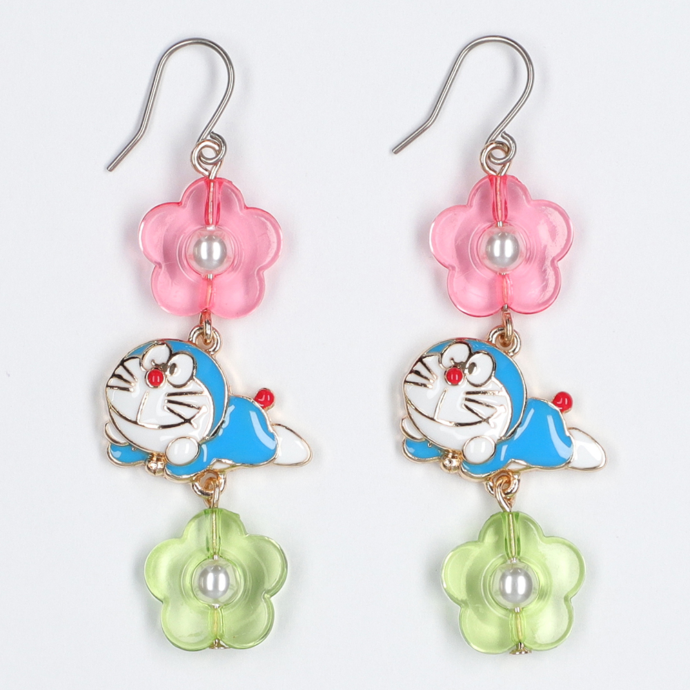 ポーズコレクション フックピアス お花とごろん（ピンク＆グリーン