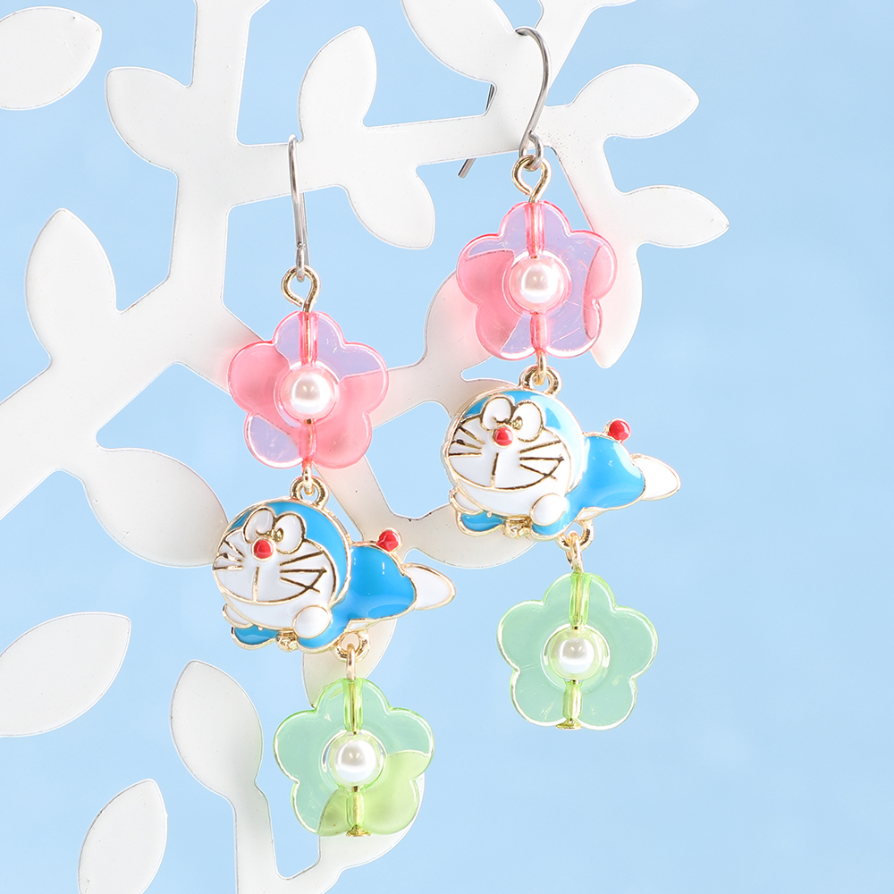 ポーズコレクション フックピアス お花とごろん（ピンク＆グリーン