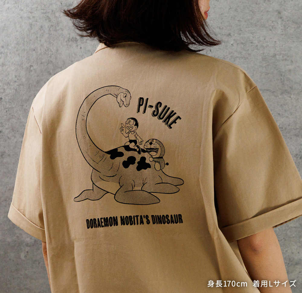 98年フランスW杯 ドラえもん コピーライト tシャツ 　Lサイズ ドラえもん大長編 ワッペンワークシャツ のび太の恐竜 ベージュ L