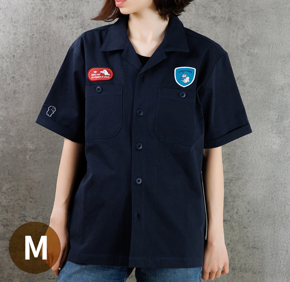 ドラえもん大長編 ワッペンワークシャツ のび太と雲の王国 ネイビー M